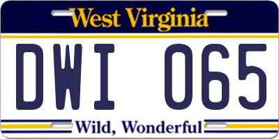 WV license plate DWI065