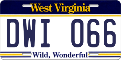 WV license plate DWI066