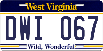 WV license plate DWI067