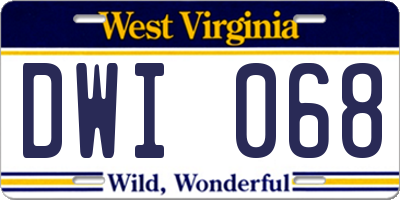 WV license plate DWI068