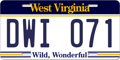 WV license plate DWI071