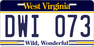 WV license plate DWI073