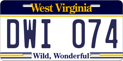 WV license plate DWI074