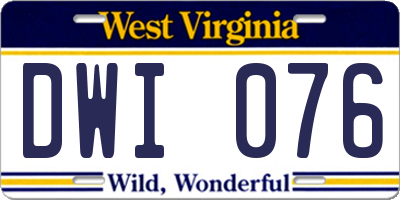 WV license plate DWI076