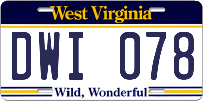 WV license plate DWI078
