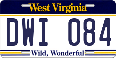WV license plate DWI084