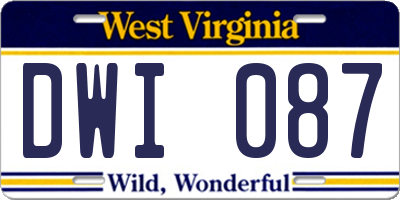 WV license plate DWI087