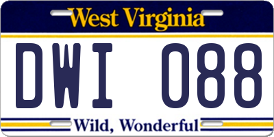 WV license plate DWI088