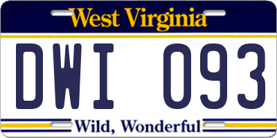 WV license plate DWI093