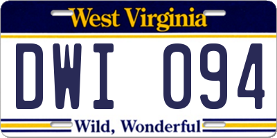 WV license plate DWI094