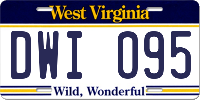 WV license plate DWI095