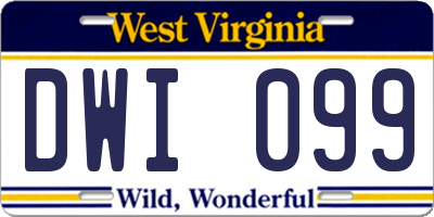 WV license plate DWI099