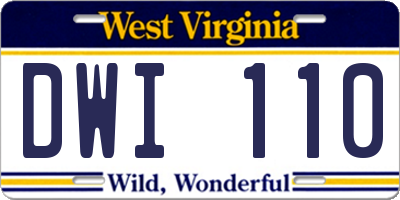 WV license plate DWI110