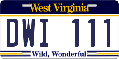 WV license plate DWI111