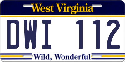 WV license plate DWI112