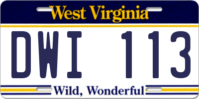 WV license plate DWI113