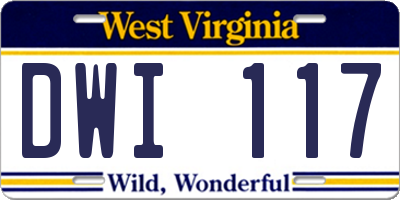 WV license plate DWI117