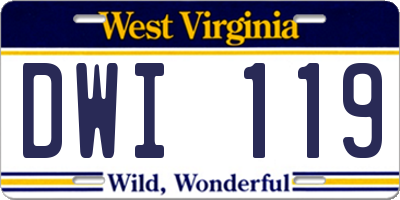 WV license plate DWI119