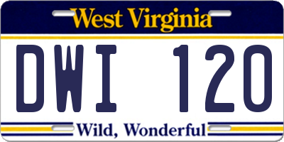 WV license plate DWI120