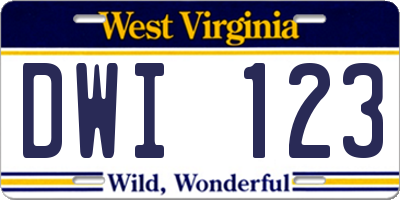 WV license plate DWI123