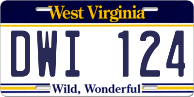 WV license plate DWI124