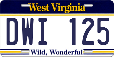 WV license plate DWI125