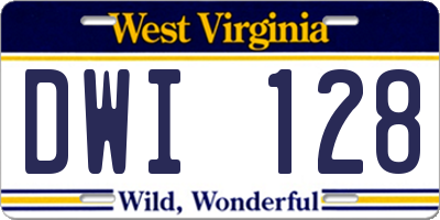 WV license plate DWI128