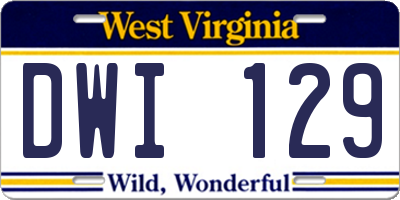 WV license plate DWI129