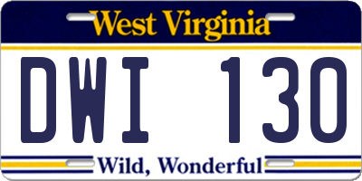 WV license plate DWI130