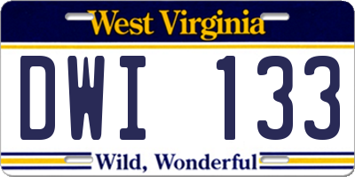WV license plate DWI133