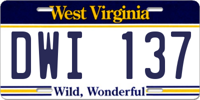 WV license plate DWI137