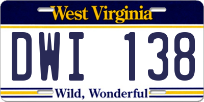 WV license plate DWI138