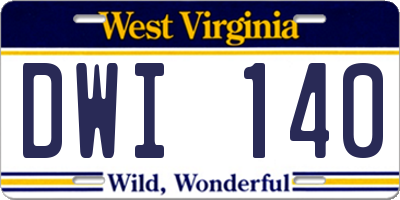 WV license plate DWI140