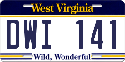 WV license plate DWI141