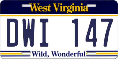 WV license plate DWI147