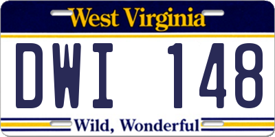WV license plate DWI148