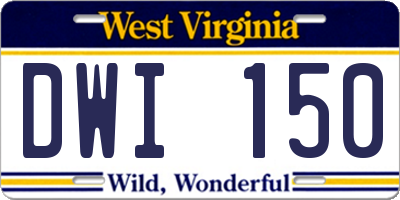 WV license plate DWI150
