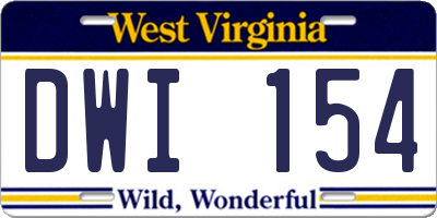 WV license plate DWI154