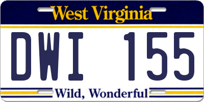 WV license plate DWI155