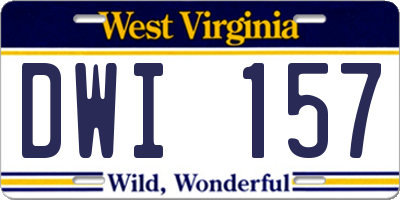 WV license plate DWI157