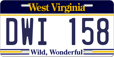 WV license plate DWI158