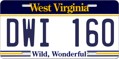 WV license plate DWI160