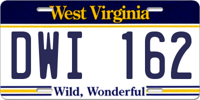 WV license plate DWI162