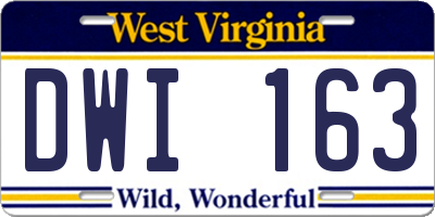 WV license plate DWI163