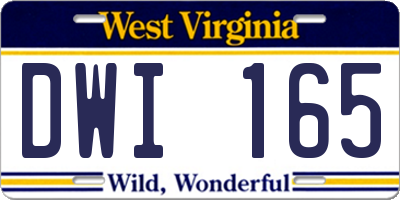 WV license plate DWI165