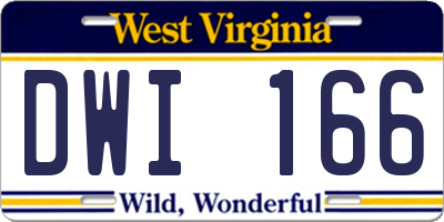 WV license plate DWI166