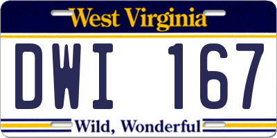 WV license plate DWI167