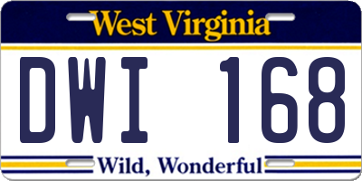 WV license plate DWI168