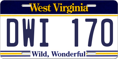 WV license plate DWI170