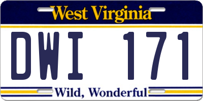 WV license plate DWI171